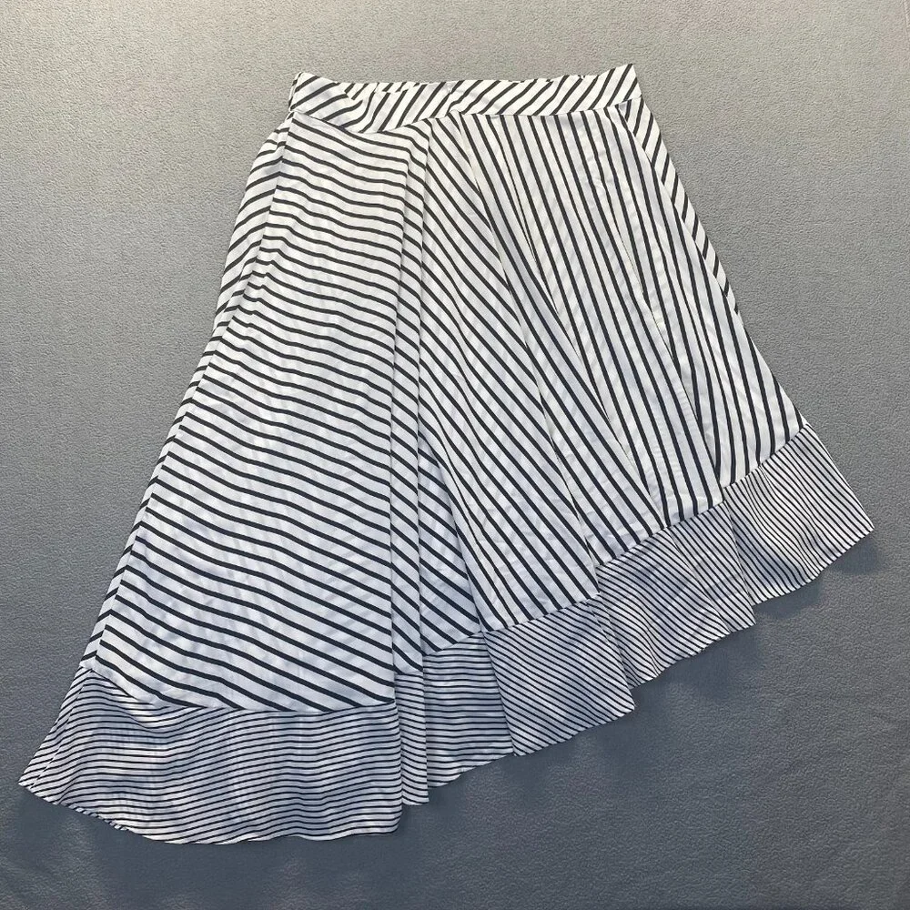 Lane Bryant Skirt Plus 18/20 Black‎ White Striped,Layered,Pull On,Elastic Waist